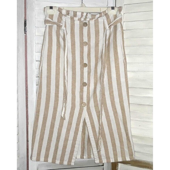 Love Tree Women’s Skirt Size Small Linen-Blend Paper Bag Waist Tan Boho Beach - Picture 1 of 6